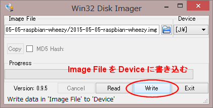 Win32 Disk Imager - Write
